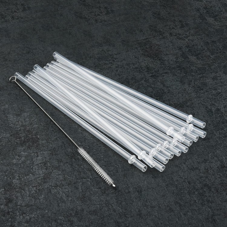 12-Pack Reusable Hard Plastic Clear Straws