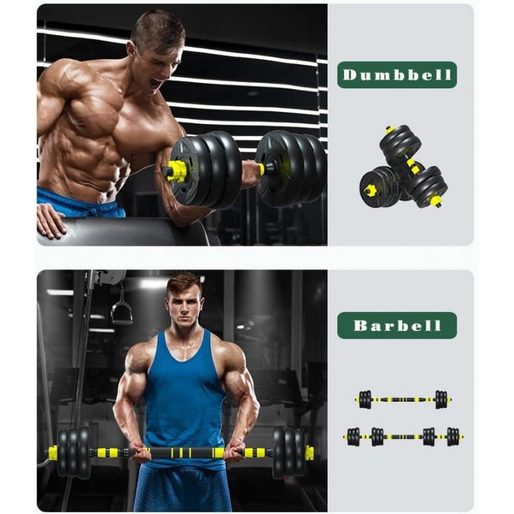 Adjustable Dumbbells Set,Barbell Weight Set Pair 2 in 1 with Connector