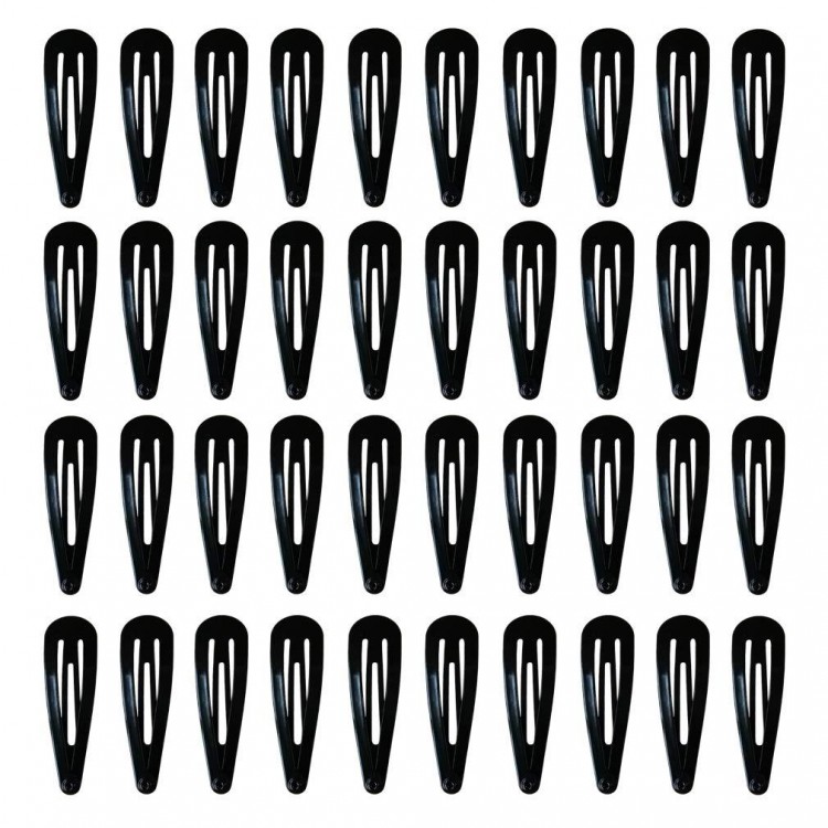 40 Pack Black 2 Inch Barrettes Women Metal Snap Hair Clips Accessories