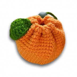 Cute Tangerine Shaped Small Storage Bag,Crochet Drawstring Bags,Mini Handwoven