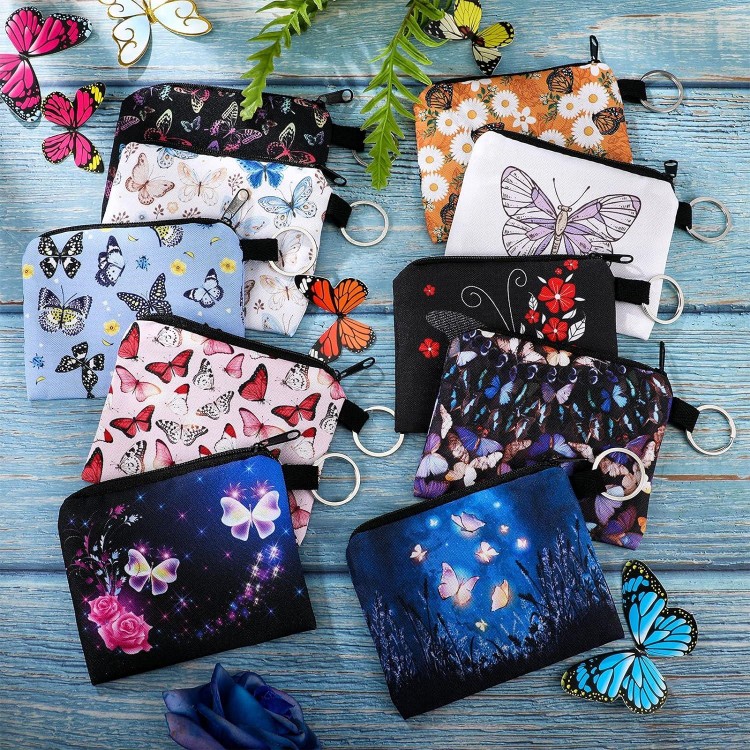 10 Pieces Small Coin Purse for Women Bulk Boho Change Purse Mini Pouches Wallet