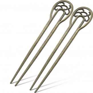 2 Pieces Nordic Classical Metal U Shaped Hairpin Vintage Hair Sticks Hair Fork