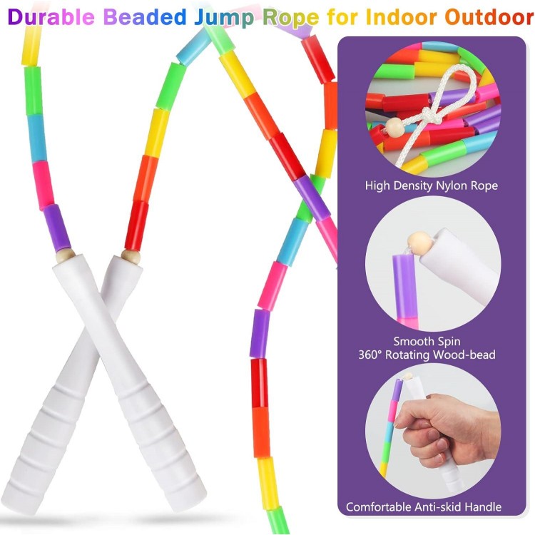 2 Pack Rainbow Beaded Kids Jump Rope