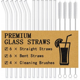 16-Pack Reusable Glass Straws