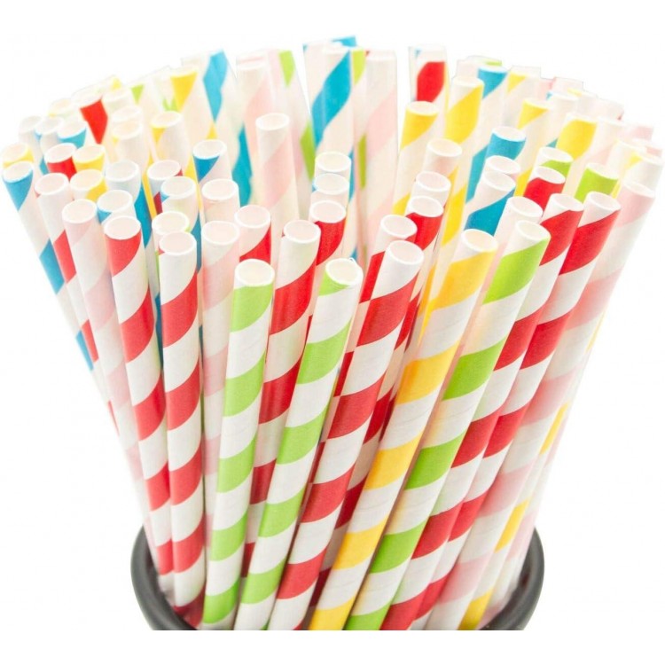 100PCS Biodegradable Paper Straws Bulk