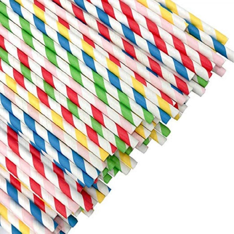 100PCS Biodegradable Paper Straws Bulk