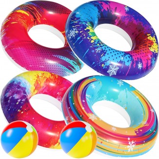 6Pcs Big Pool Floats Tubes-Parentswell Pool Floats, Inflatable Pool Float Swimming Rings