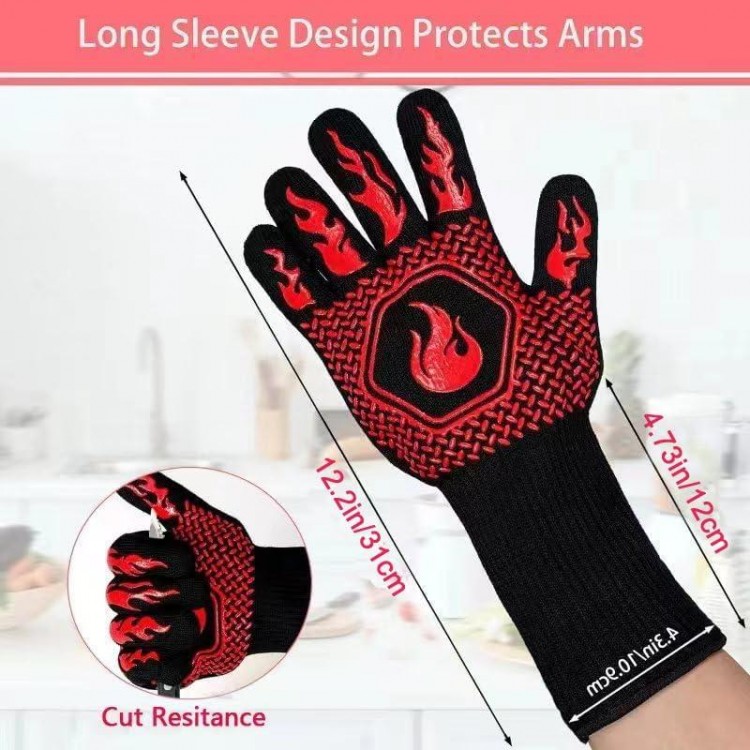 BBQ Grill Gloves Heat Resistant 1472℉ High Temp Resistance Fireproof Glove