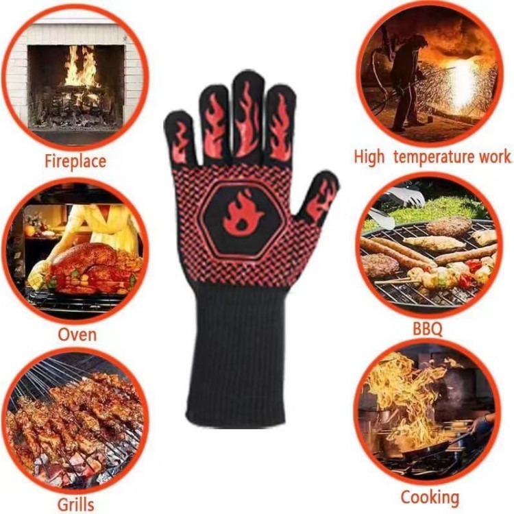 BBQ Grill Gloves Heat Resistant 1472℉ High Temp Resistance Fireproof Glove