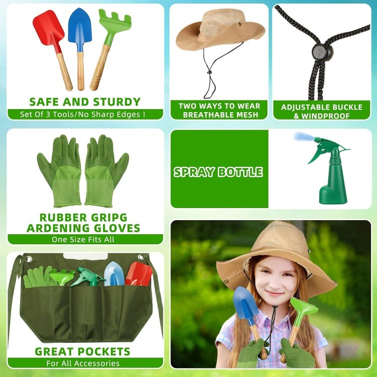 11 Pcs Gardening Tools Set,Gift for Boys Girls Outdoor Gardening