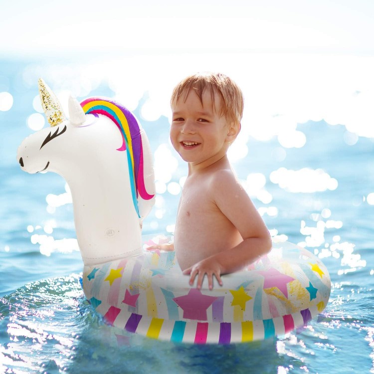 Inflatable Unicorn Pool Float Inflation Swimming Floaty Pool Toy Swimming Ring