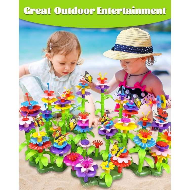 150 PCS Flower Garden Building Toys for 2 3 4 5 Year Old