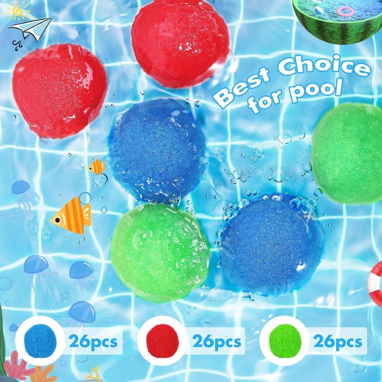 78 Pcs Reusable Water Balls, Reusable Water Balloons for Outdoor Toys