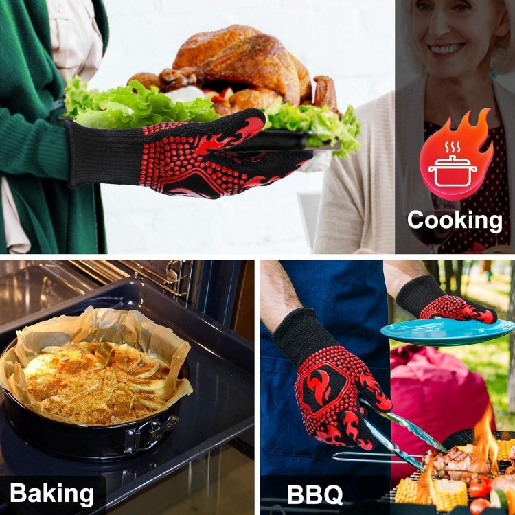 Oven Gloves, BBQ Gloves 1472℉ Extreme Heat Resistant