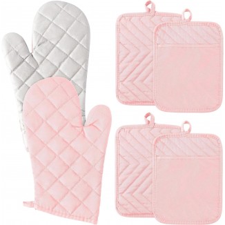 6Pcs Cotton Oven Mitts and Pot Holders Set Heat Resistant