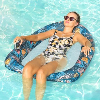 Inflatable Pool Floats for Adult, Fabric-Covered Comfort Pool Lounge Chairs