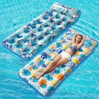 2 Pack Inflatable Pool Float Mat, Giant Pool Floats Adult Size