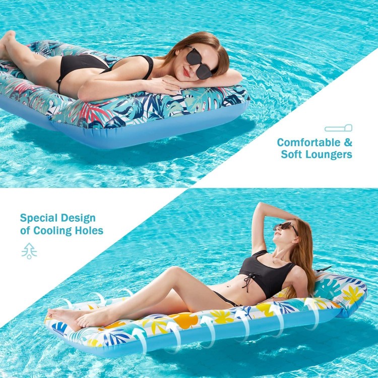 2 Pack Inflatable Pool Float Mat, Giant Pool Floats Adult Size