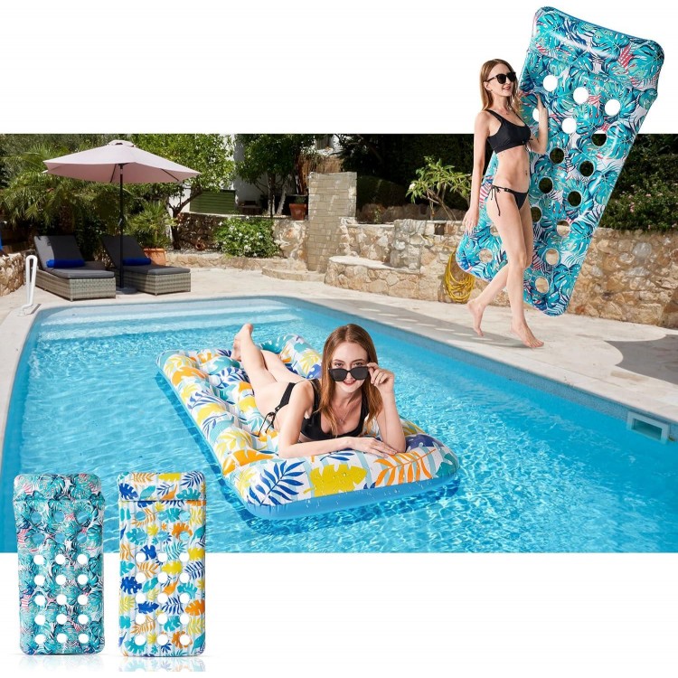 2 Pack Inflatable Pool Float Mat, Giant Pool Floats Adult Size