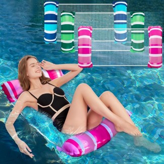 3 Pack Inflatable Pool Float Hammocks, 4-in-1 Water Floating Mesh Chair