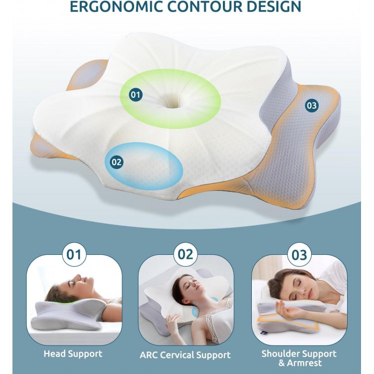 Cervical Pillow for Neck Pain Relief Ergonomic Contour