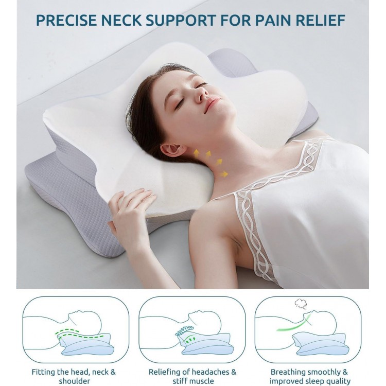 Cervical Pillow for Neck Pain Relief Ergonomic Contour