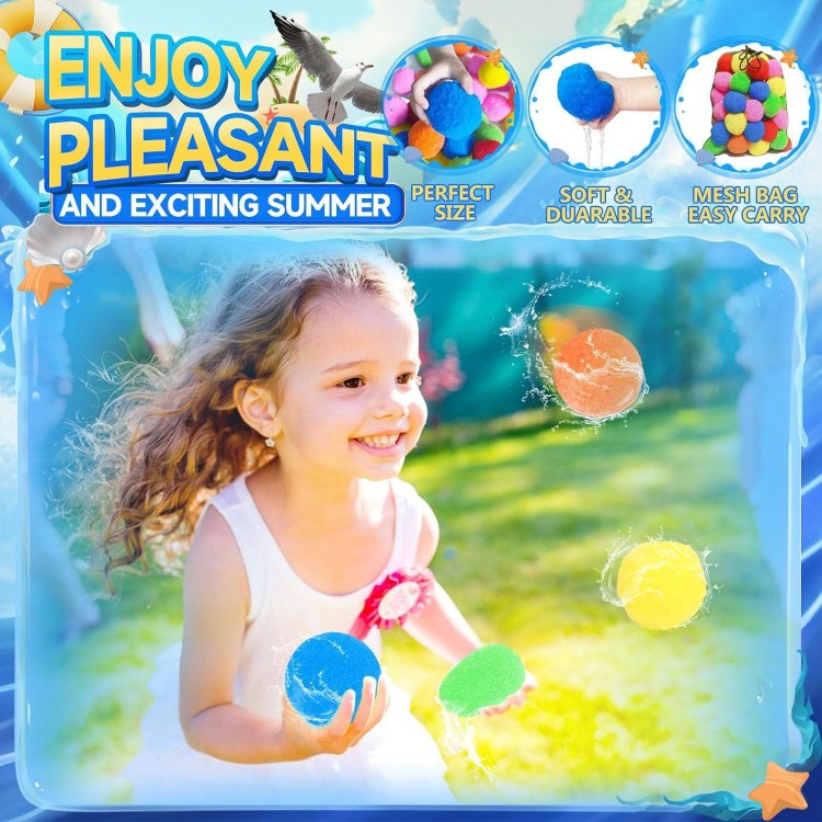 84 Pcs Reusable Water Balls, Reusable Water Balloons for Outdoor Toys