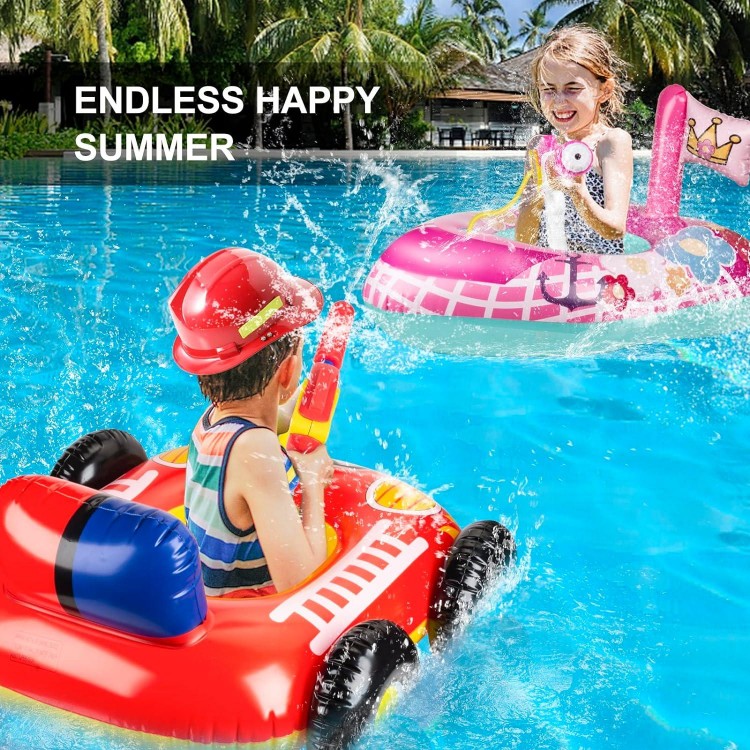 2 Pack Kids Pool Floats with Squirt Gun, Inflatable Pool Toys for Kids