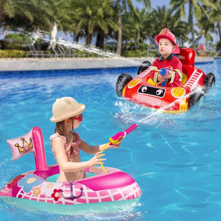 2 Pack Kids Pool Floats with Squirt Gun, Inflatable Pool Toys for Kids