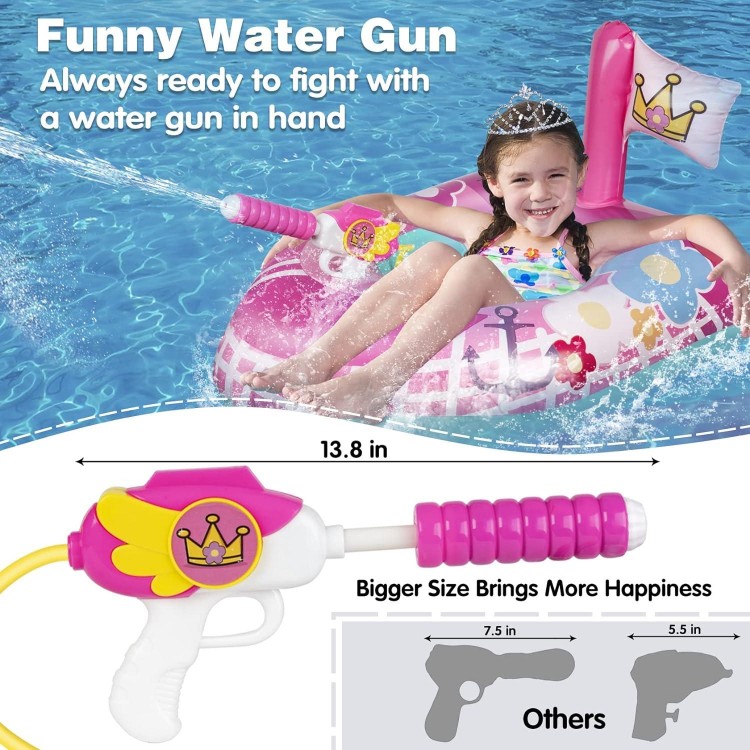 2 Pack Kids Pool Floats with Squirt Gun, Inflatable Pool Toys for Kids