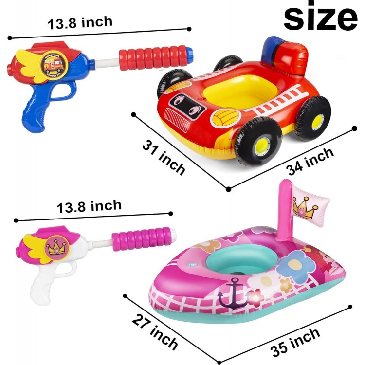 2 Pack Kids Pool Floats with Squirt Gun, Inflatable Pool Toys for Kids