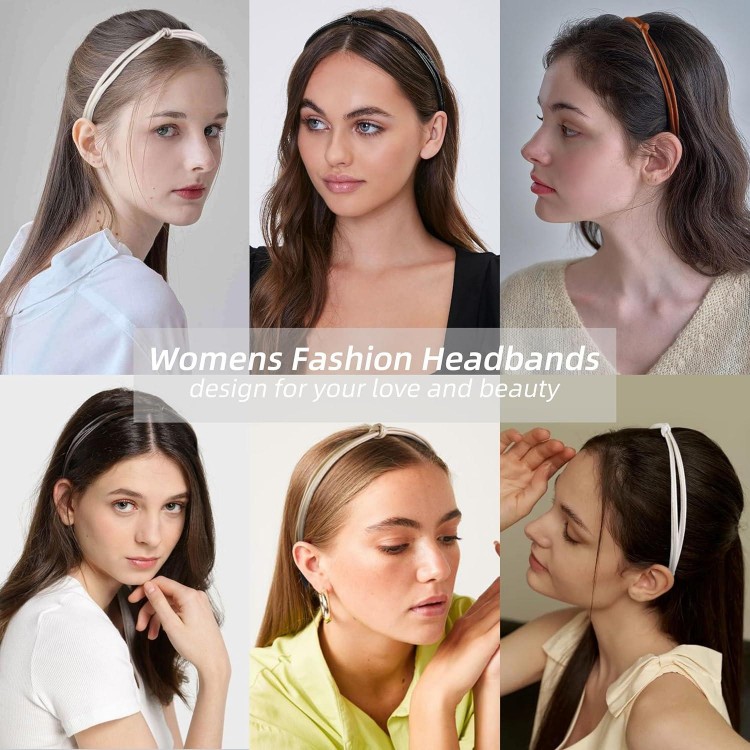 5 Pcs Thin Leather Headbands for Women