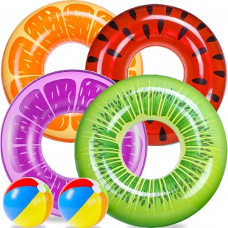6 Pack Pool Floats Kids, Pool Swim Tubes Rings(4 Pack) 