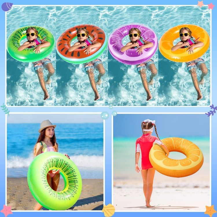6 Pack Pool Floats Kids, Pool Swim Tubes Rings(4 Pack) 