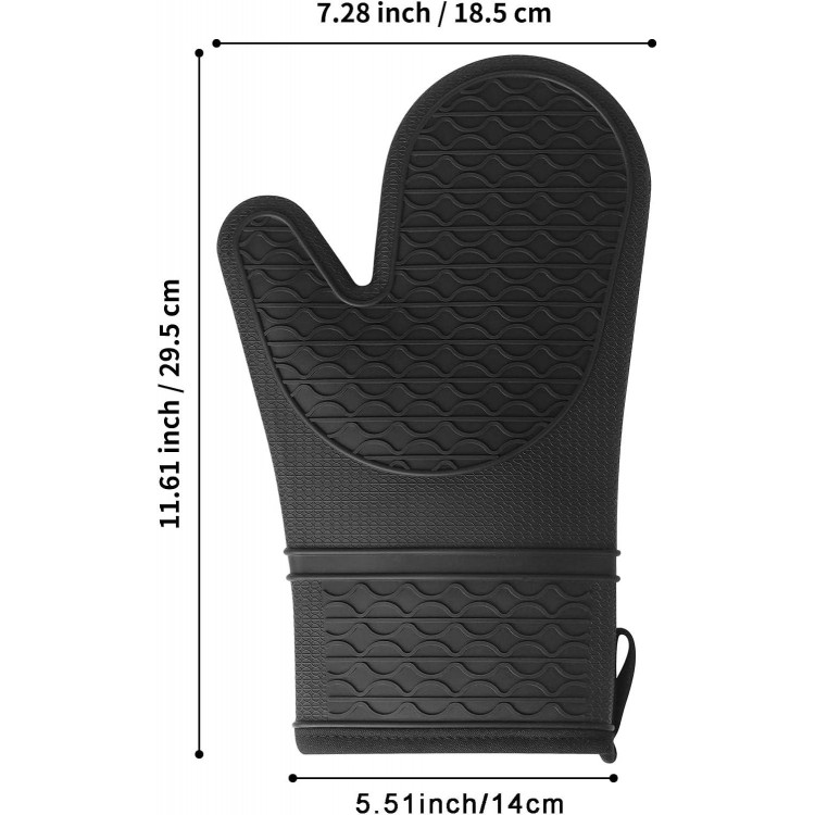 Oven Mitts Heat Resistant - 2PCS Black Silicone Oven Mitts