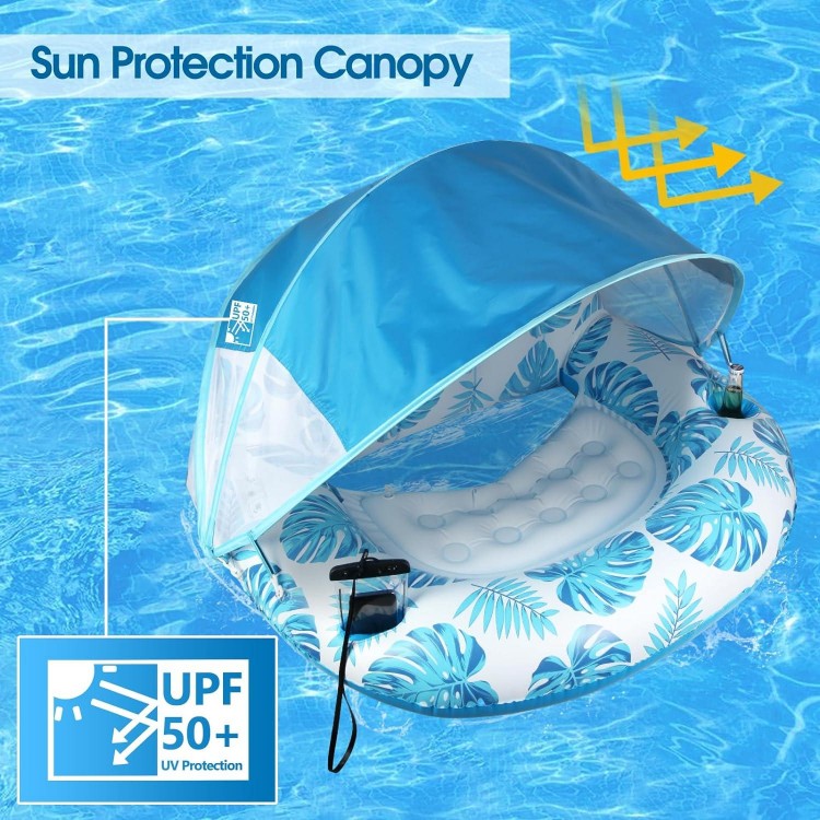 New Upgraded Pool Chair Float with Shade,XL Pool Floats for Adults