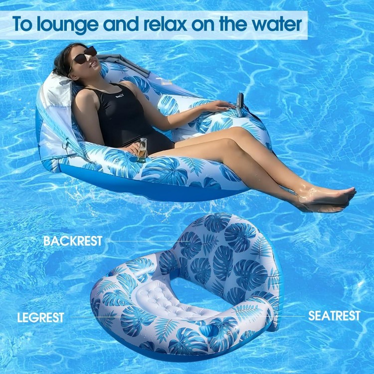 New Upgraded Pool Chair Float with Shade,XL Pool Floats for Adults