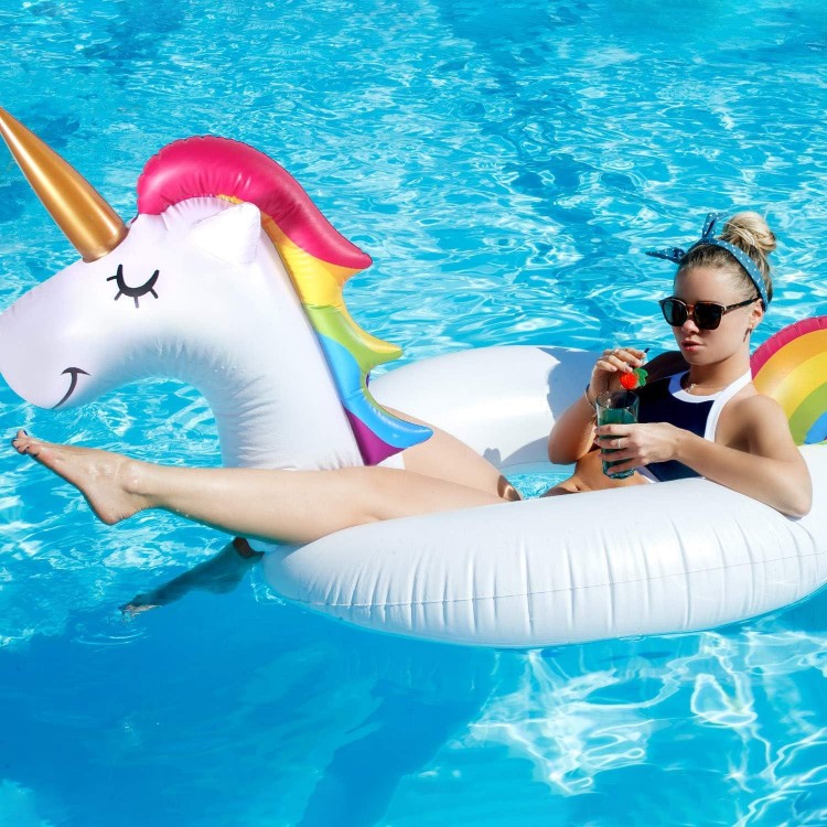 2 Pack 42'' Inflatable Pool Floats Flamingo Unicorn Swim Tube Rings