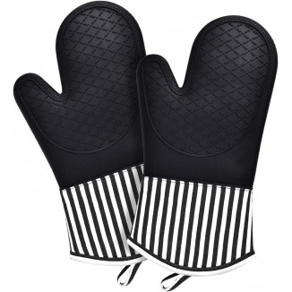 Silicone Oven Mitts, Professional 500℉ Heat Resistant Cooking Gloves Non Slip