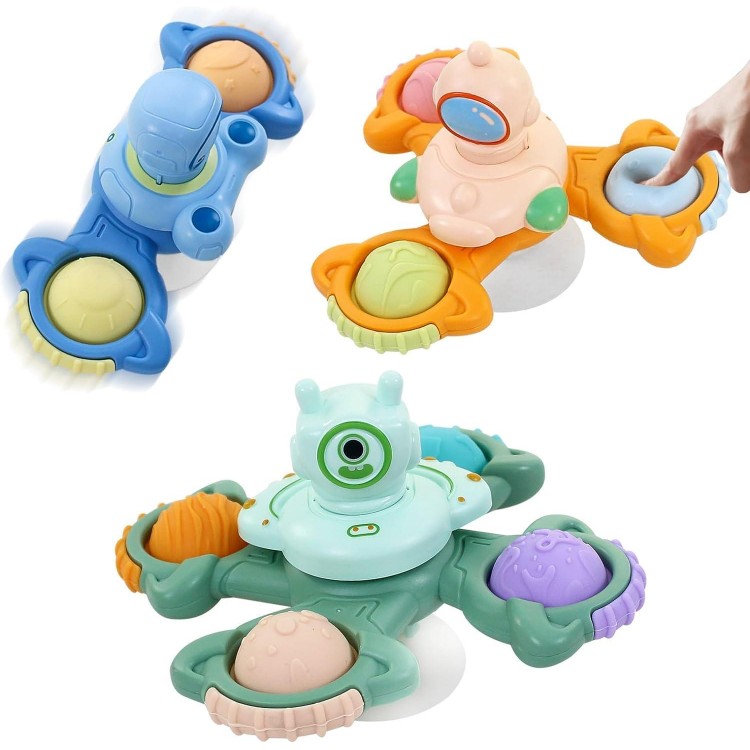 3PCS Suction Cup Spinner Toys for Baby 18 Months