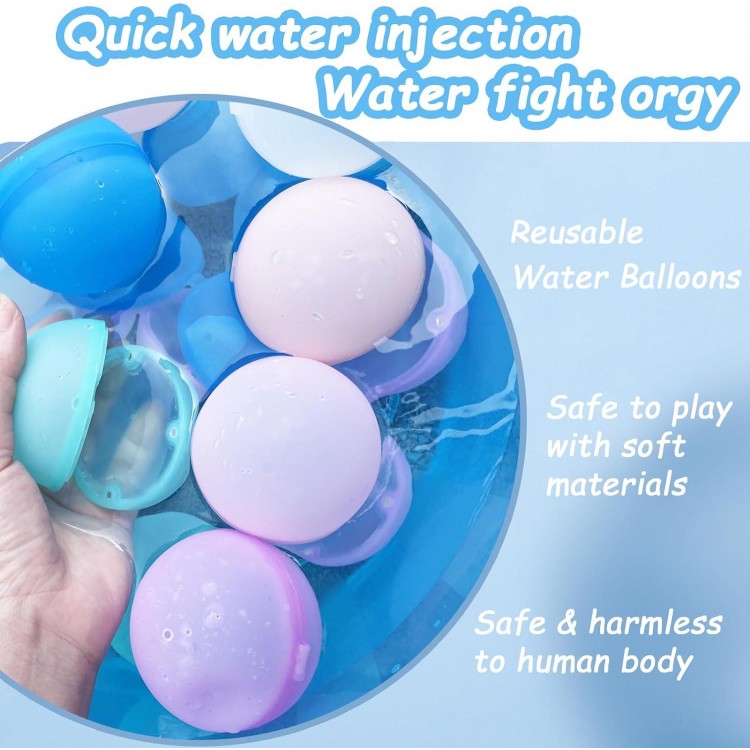 24 Pcs Water Balloons, Reusable Water Balloons,Water Balls for Kids