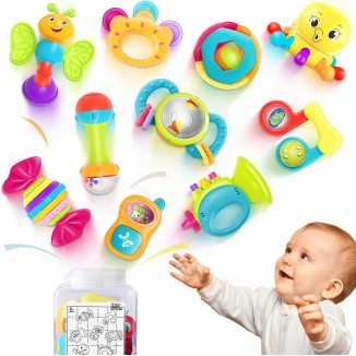 Baby Rattles Toys Set, Infant Grab Shake Rattle, Sensory Teether