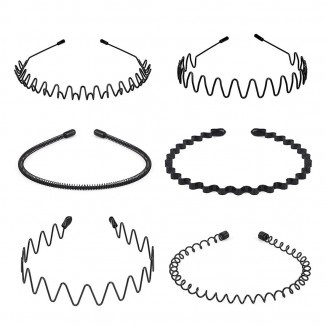 6 Pieces Metal Headbands Wavy Hairband Spring