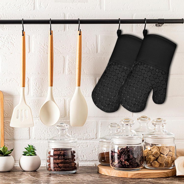 2 Pcs Oven Mitts for Kitchen Heat Resistant Oven Gloves, Soft Cotton Lining