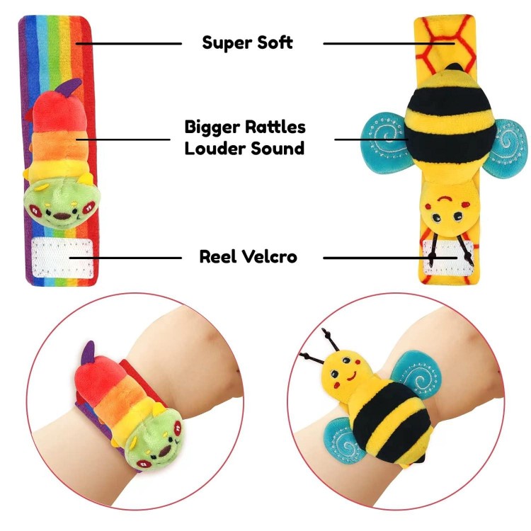 Baby Wrist Rattle Socks and Foot Finder Set