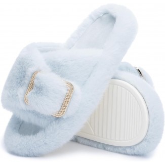 Fuzzy Slippers for Women Indoor Outdoor Fluffy