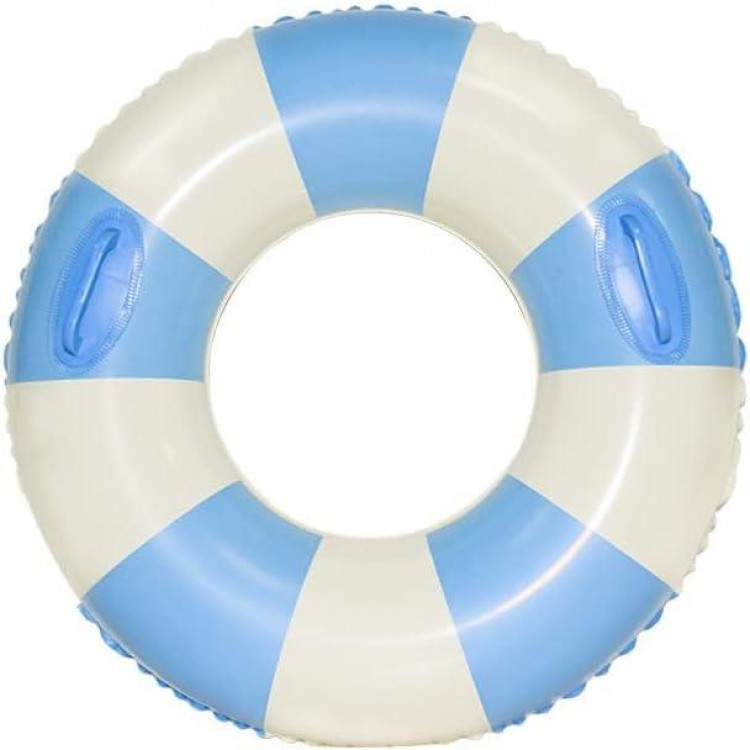 Large Swim Ring with Handles for Kids Adults,35 Inch Classic Striped Pool Inner Tubes