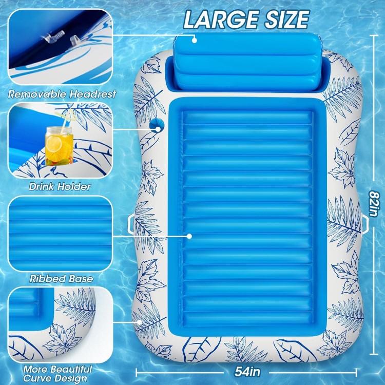 Inflatable Adult Pool Lounger Float -Large Beach Sun Tanning Floaty Raft