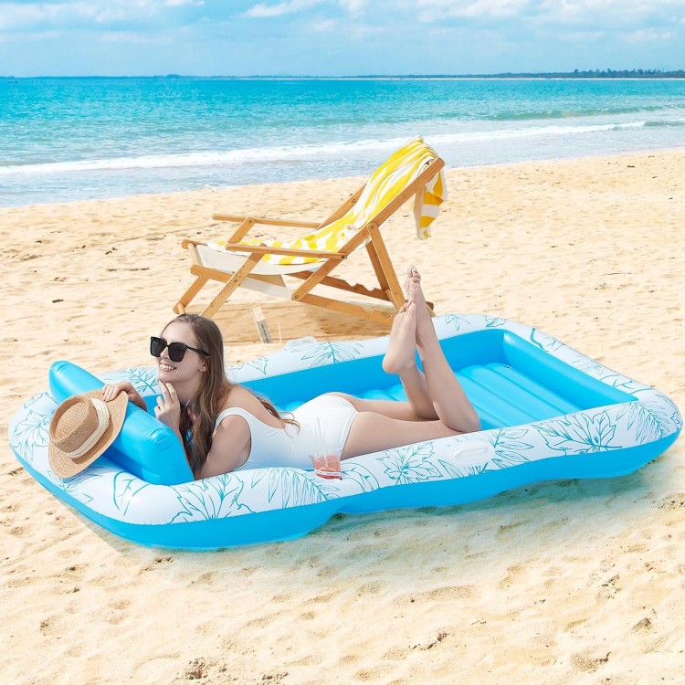 Inflatable Adult Pool Lounger Float -Large Beach Sun Tanning Floaty Raft