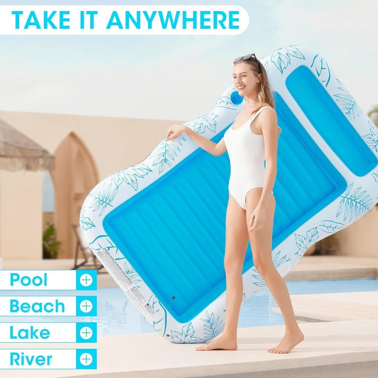Inflatable Adult Pool Lounger Float -Large Beach Sun Tanning Floaty Raft